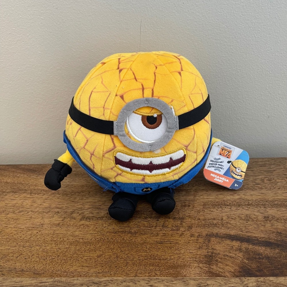 NWT Just Play Kids Plush Toy Yellow Despicable Me 4 Mega-Mega Jerry 8 In Squish